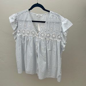 Madewell blue and white stripe shirt size medium nwt